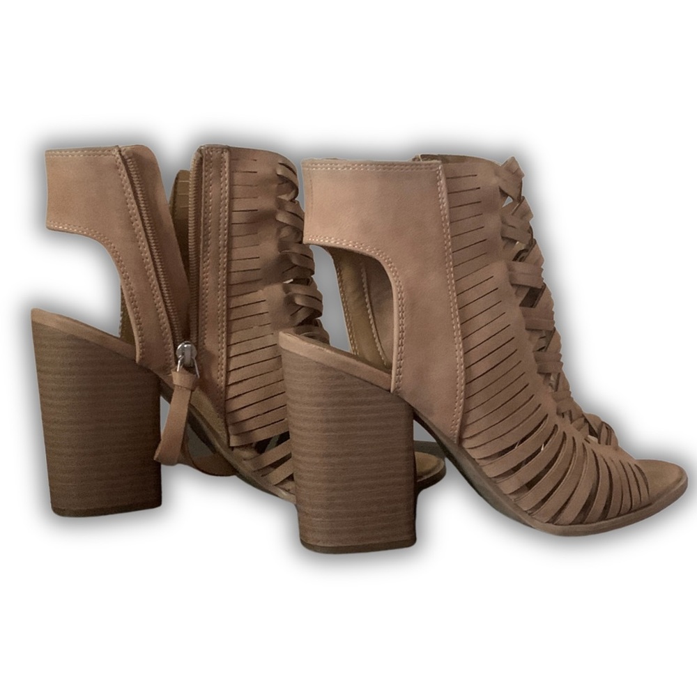 DV Dolce Vita Suede Weaved Chunky Heel Zip Sandals Women's Size 8
